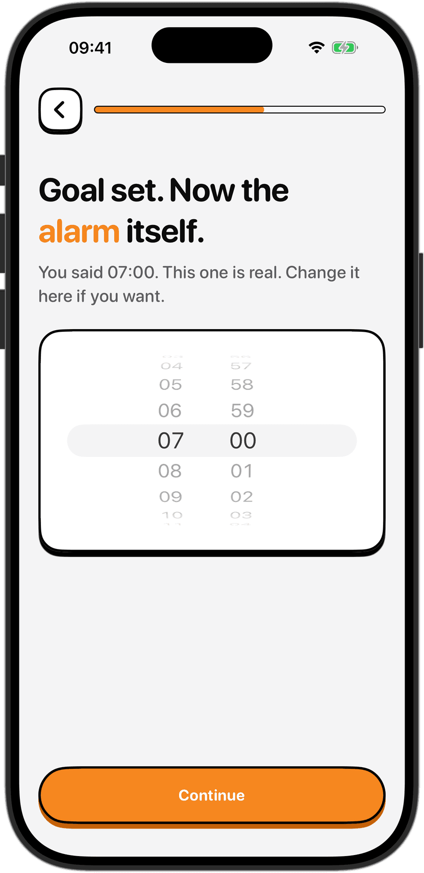 Setting the alarm time in NoNap