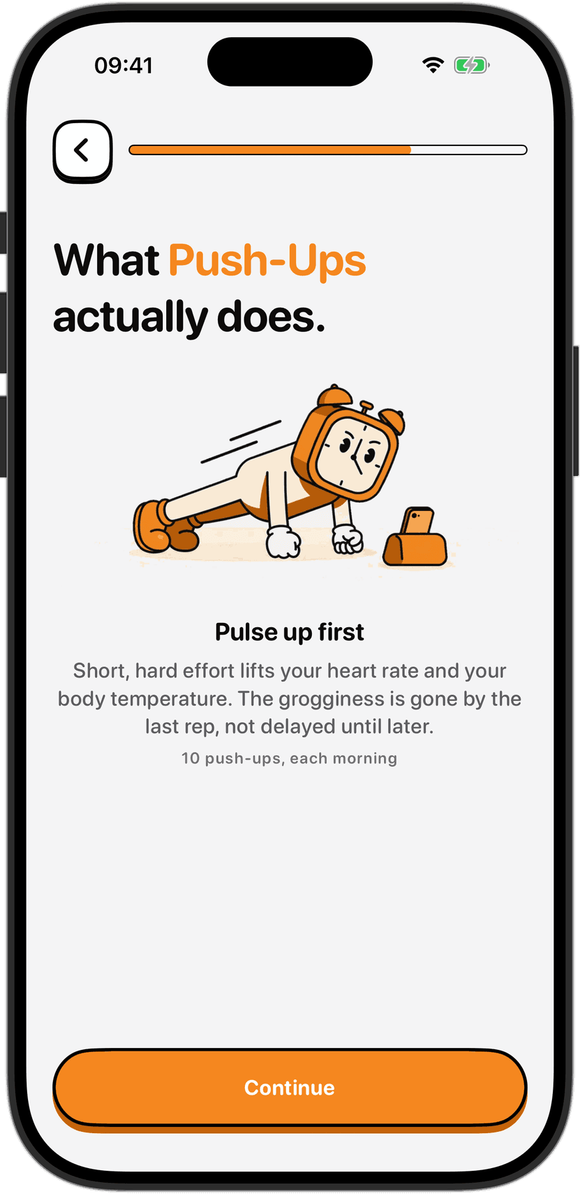 The Push-Ups explainer screen in NoNap